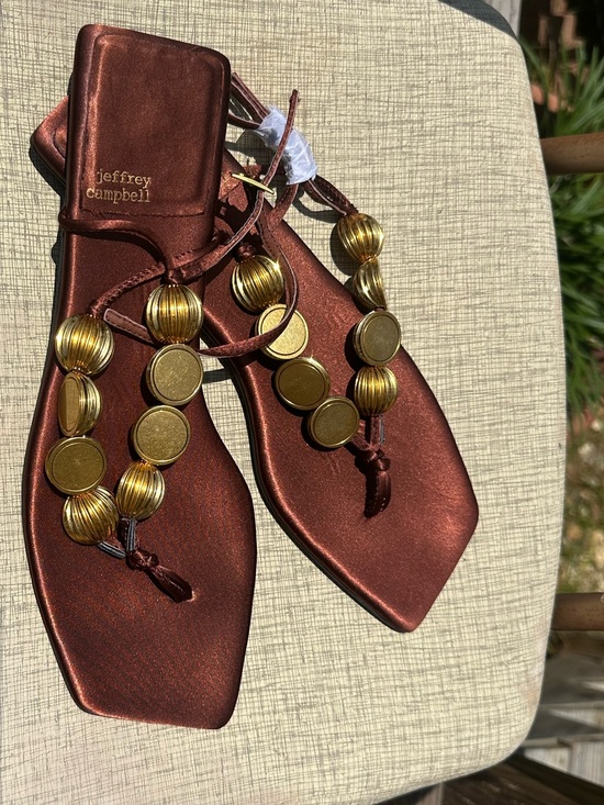 Jeffrey Campbell Shoes - Jeffrey Campbell Yucatan Bead Sandals - Copper Satin / Gold size 11 NWOT